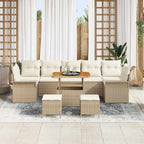 Conjunto de sofá de jardín con cojín 10 pcs Beige y Crema