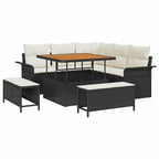 Conjunto de sofá de jardín con cojín 8 pcs Negro y crema