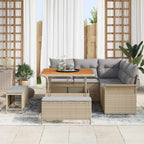 Conjunto de sofá de jardín con cojín 8 pcs Beige y Gris Claro