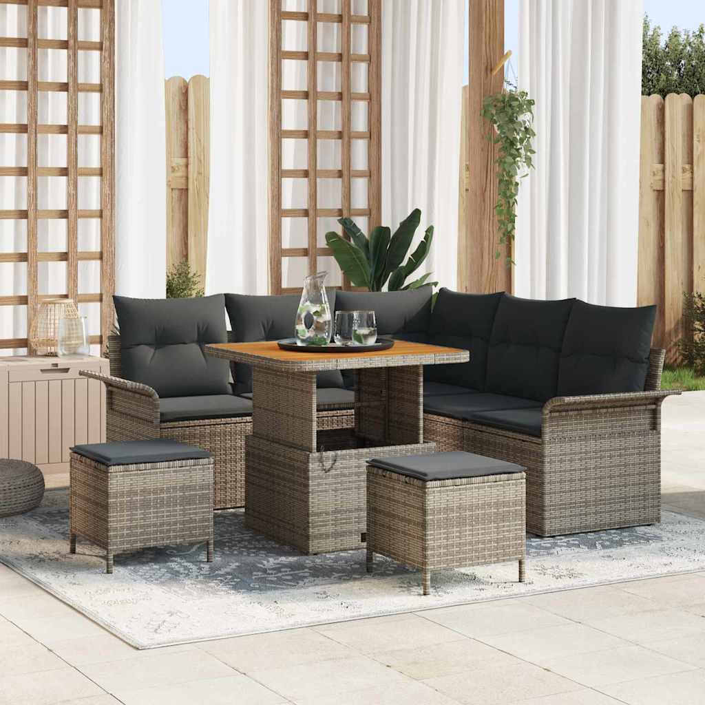 Conjunto de sofá de jardín con cojín 8 pcs Negro y crema