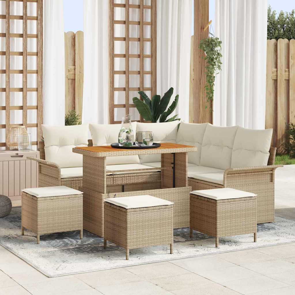 Conjunto de sofá de jardín con cojín 8 pcs Negro y crema