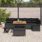 Conjunto de sofá de jardín con cojín 9 pcs Negro