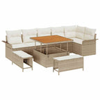 Conjunto de sofá de jardín con cojín 9 pcs Beige y Crema