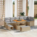 Conjunto de sofá de jardín con cojín 9 pcs Beige y Gris Claro