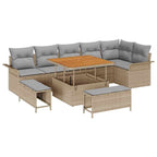 Conjunto de sofá de jardín con cojín 9 pcs Beige y Gris Claro