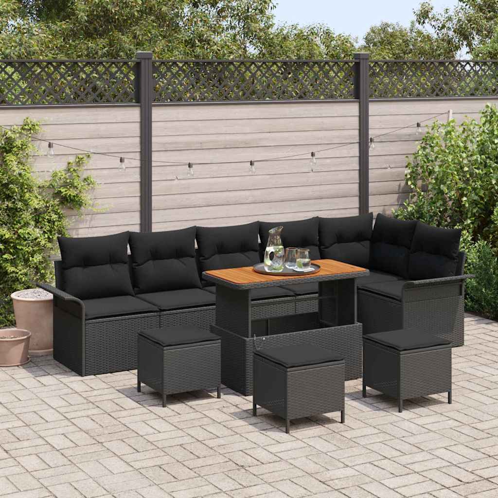 Conjunto de sofá de jardín con cojín 10 pcs Beige y Crema