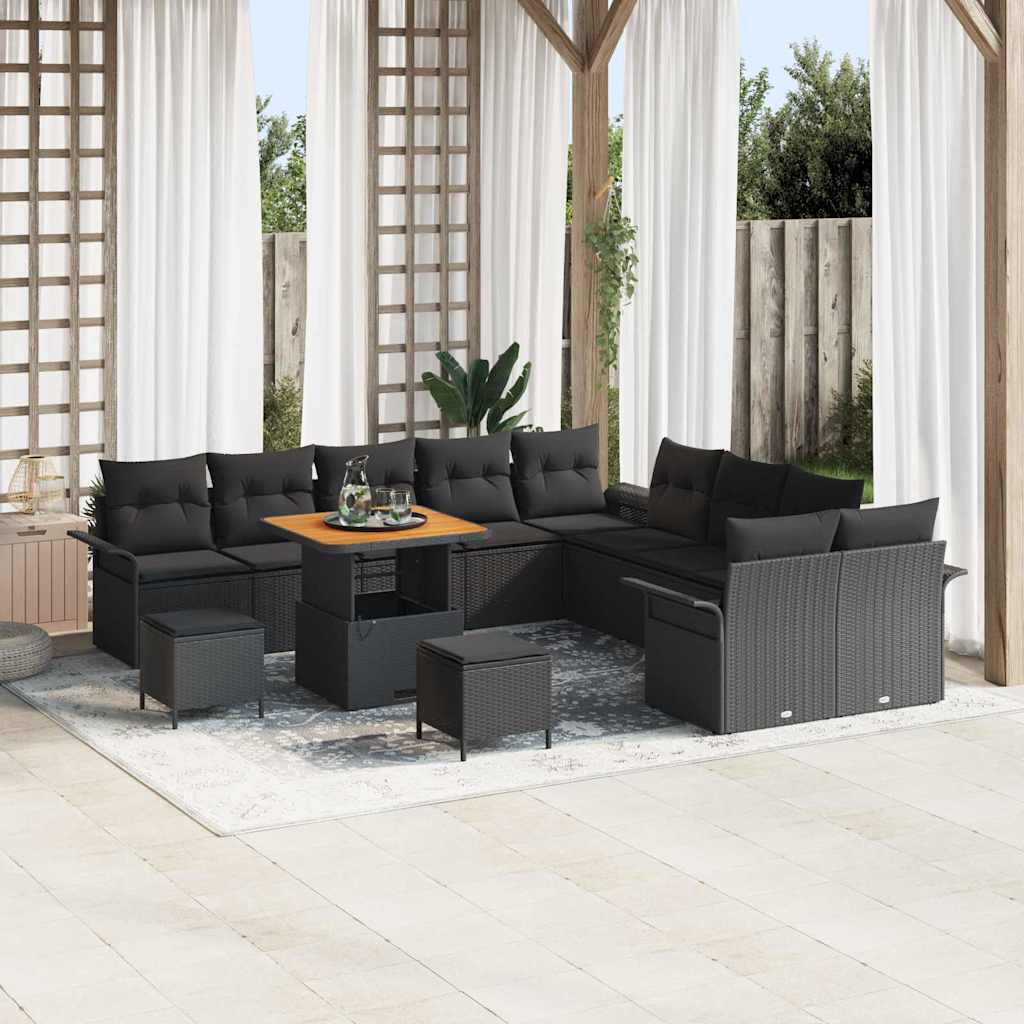 Conjunto de sofá de jardín con cojín 13 pcs Beige y Crema