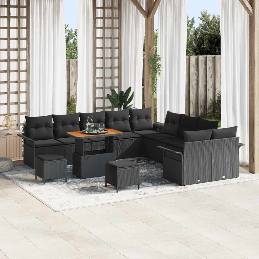 Conjunto de sofá de jardín con cojín 13 pcs Beige y Crema