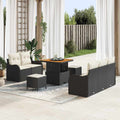 Conjunto de sofá de jardín con cojín 8 pcs Negro y crema