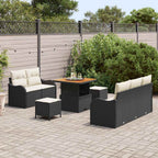 Conjunto de sofá de jardín con cojín 8 pcs Negro y crema