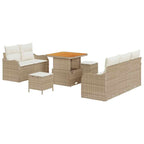 Conjunto de sofá de jardín con cojín 8 pcs Beige y Crema