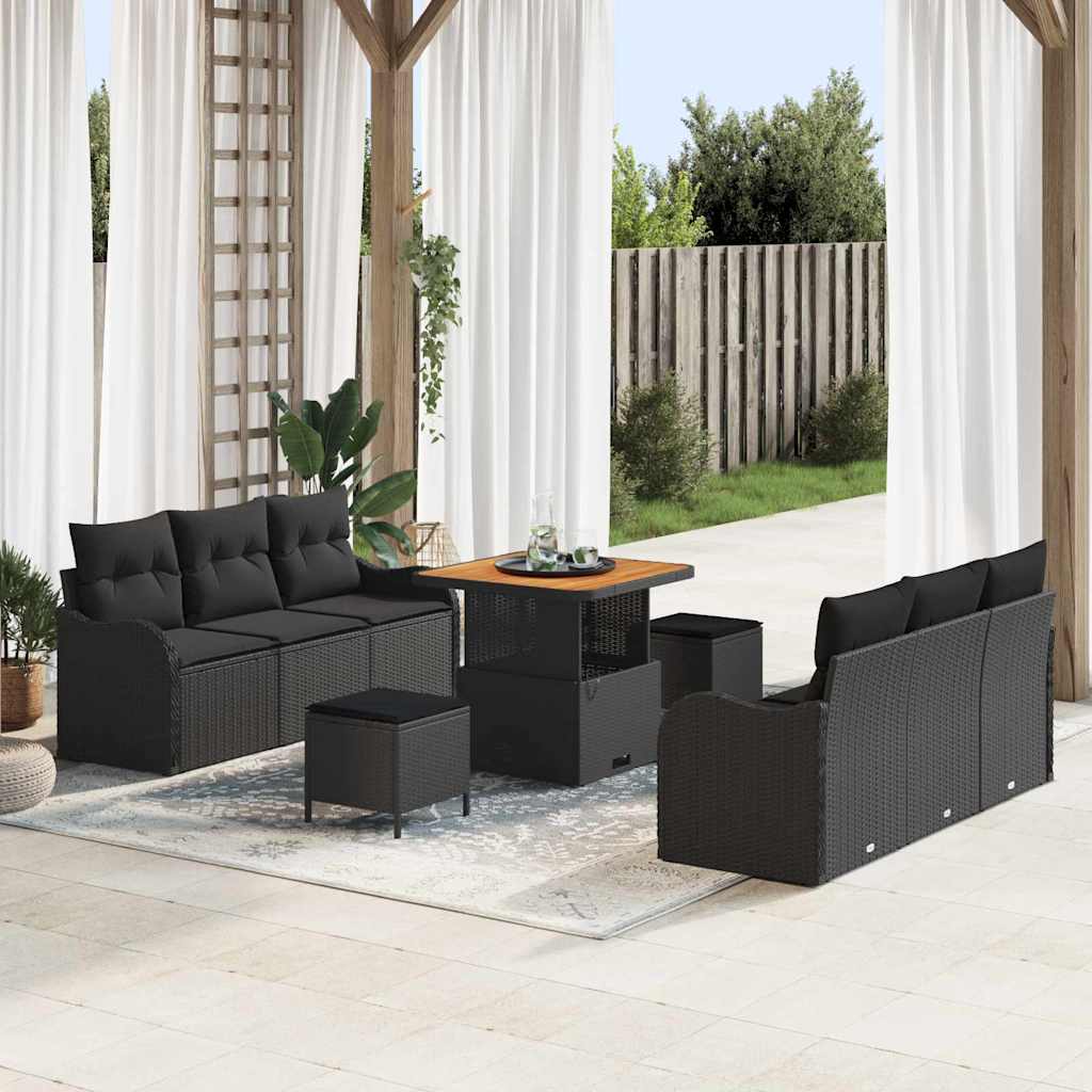 Conjunto de sofá de jardín con cojín 8 pcs Gris y marrón