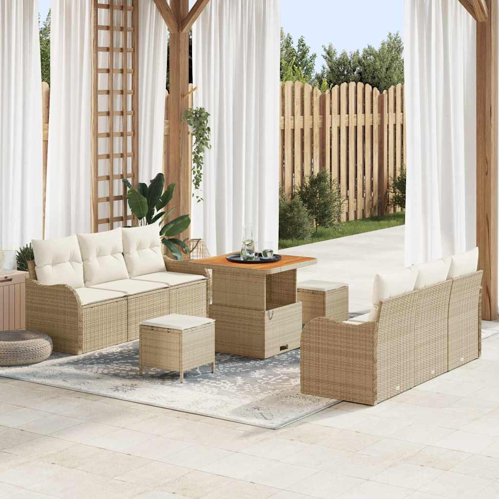 Conjunto de sofá de jardín con cojín 8 pcs Gris y marrón