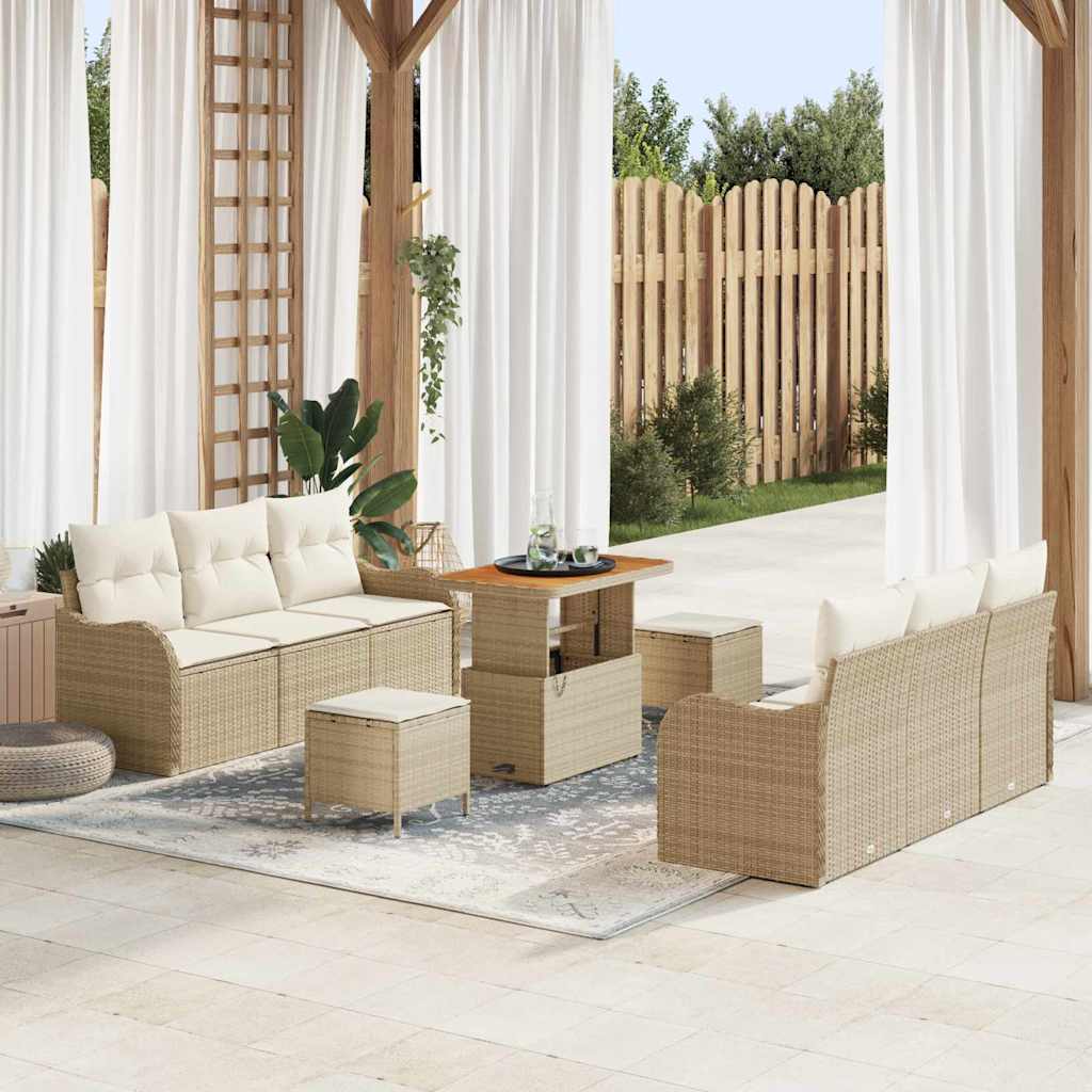 Conjunto de sofá de jardín con cojín 8 pcs Gris y marrón