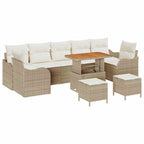 Conjunto de sofá de jardín con cojín 10 pcs Beige y Crema