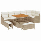 Conjunto de sofá de jardín con cojín 9 pcs Beige y Crema