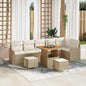 Conjunto de sofá de jardim com almofadas 9 pçs Bege e Creme