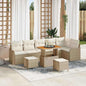 Conjunto de sofá de jardim com almofadas 9 pçs Bege e Creme