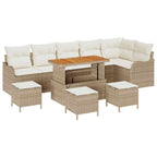 Conjunto de sofá de jardín con cojín 10 pcs Beige y Crema