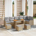 Conjunto de sofá de jardín con cojín 10 pcs Beige y Gris Claro