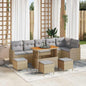 Conjunto de sofá de jardim com almofadas 10 pçs Bege e Cinzento Claro