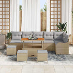Conjunto de sofá de jardín con cojín 10 pcs Beige y Gris Claro