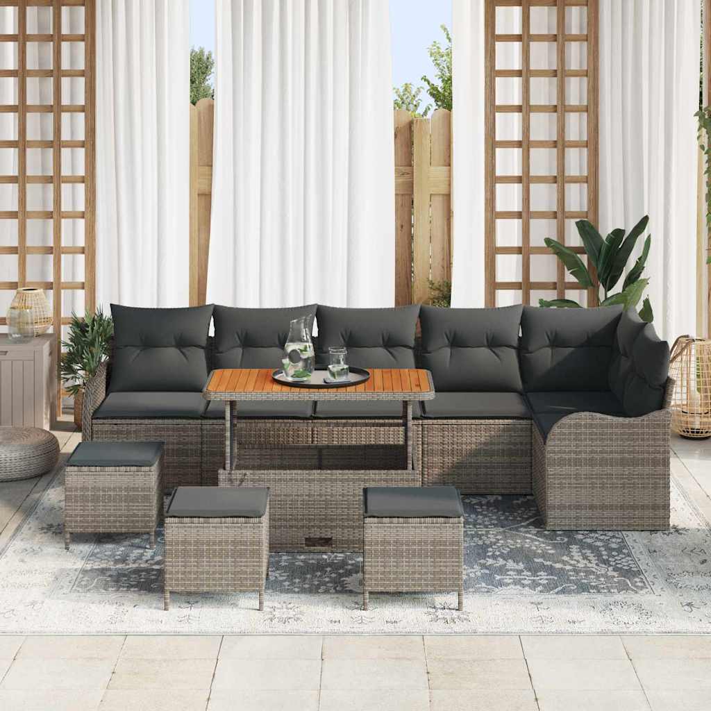 Conjunto de sofá de jardín con cojín 10 pcs Gris