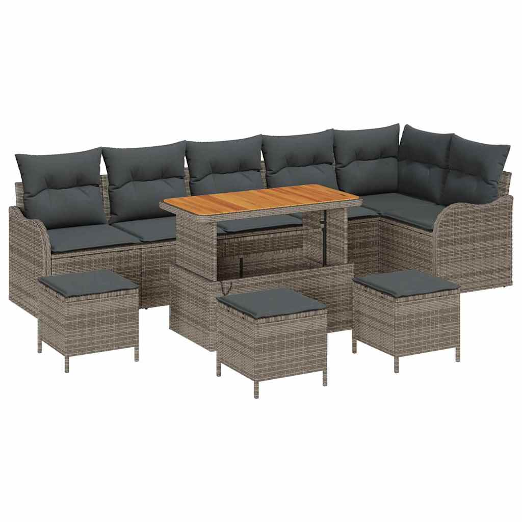 Conjunto de sofá de jardín con cojín 10 pcs Gris