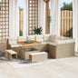 Conjunto de sofá de jardín con cojín 12 pcs Beige y Crema
