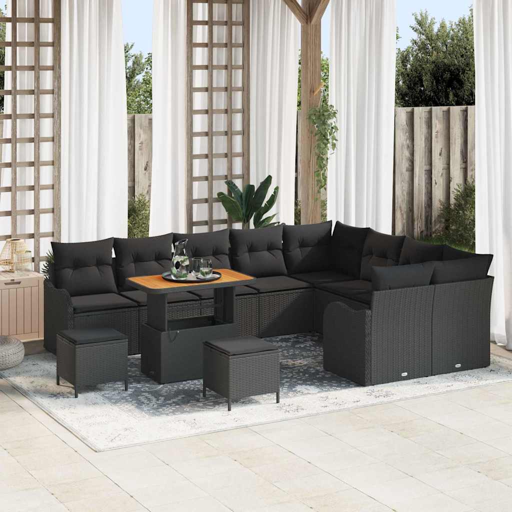 Conjunto de sofá de jardín con cojín 12 pcs Beige y Crema