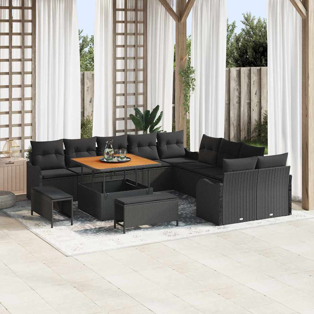 Conjunto de sofá de jardín con cojín 13 pcs Beige y Crema