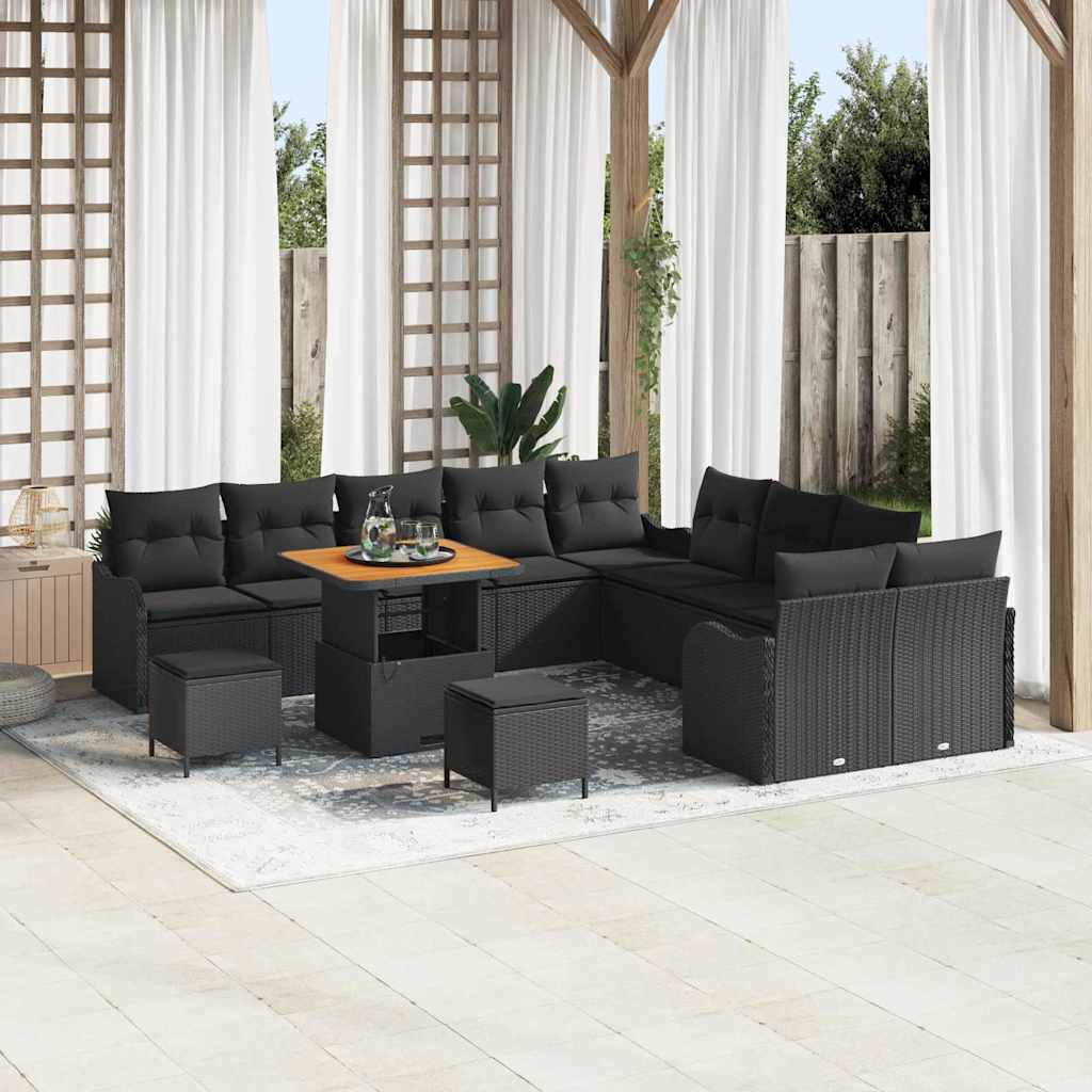 Conjunto de sofá de jardín con cojín 13 pcs Beige y Crema