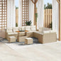 Conjunto de sofá de jardín con cojín 13 pcs Beige y Crema