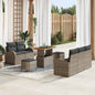 Conjunto de sofás de jardim com almofadas 11 pçs Bege e Creme