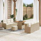 Conjunto de sofá de jardín con cojín 9 pcs Beige y Crema