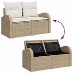 Conjunto de sofá de jardín con cojín 9 pcs Beige y Crema