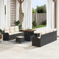 10-Piece Garden Sofa Set with Cushions Black and Cream