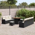 Conjunto de sofá de jardín con cojín 10 pcs Negro y crema