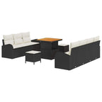 Conjunto de sofá de jardín con cojín 10 pcs Negro y crema