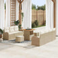 Conjunto de sofá de jardim com almofada 10 pçs Bege e Creme