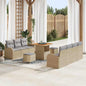 Conjunto de Sofá de Jardim com Almofadões 10 pcs Bege e Cinzento Claro