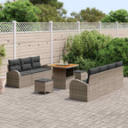 Conjunto de sofá de jardín con cojín con almohada 10 pcs Gris