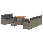 Conjunto de sofá de jardín con cojín con almohada 10 pcs Gris