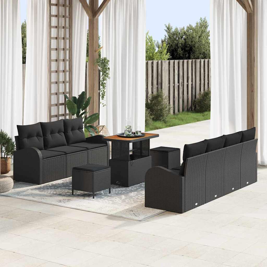 Conjunto de sofá de jardín con cojín con almohada 10 pcs Gris