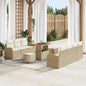 Conjunto de sofá de jardim com almofada 10 pçs Bege e Creme