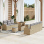 Conjunto de Sofá de Jardim com Almofadões 10 pcs Bege e Cinzento Claro
