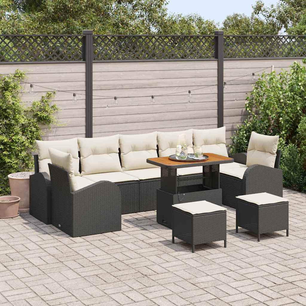 Garden Sofa Set with Cushions 10 pcs Beige and Cream