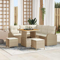 Conjunto de sofá de jardín con cojín 8 pcs Beige y Crema
