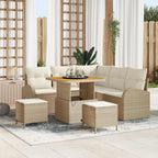 Conjunto de sofá de jardín con cojín 8 pcs Beige y Crema
