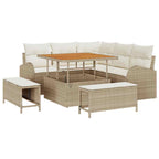 Conjunto de sofá de jardín con cojín 8 pcs Beige y Crema